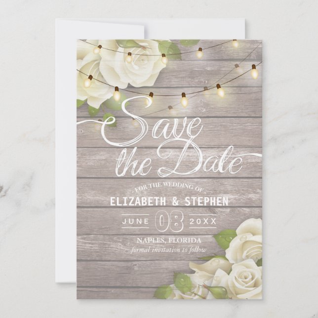 Rustikale Holzflorenleuchten Save the Date (Vorderseite)