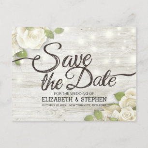 Rustikale Holzflorenleuchten Save the Date Ann Ankündigungspostkarte