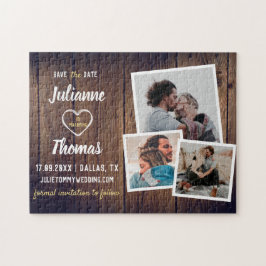 Rustikale Holzfoto-Collage Elegante Hochzeit Rette