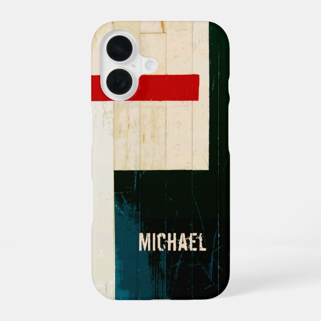 Rustikale Holzfußböden und Markierungen iPhone 16 Hülle (Rückseite)