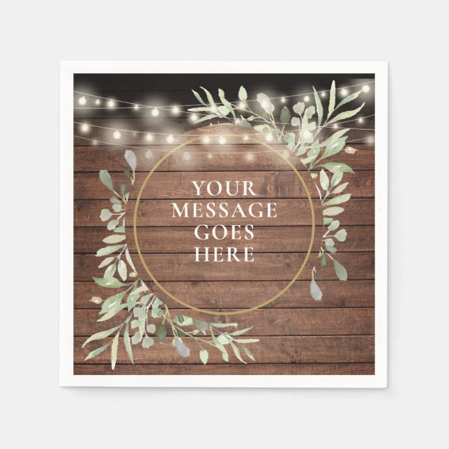 Rustikale Holzgrün Foliage String Lights Serviette (Vorderseite)