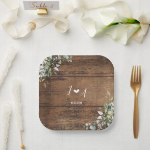 Rustikale Holzhochzeit Pappteller