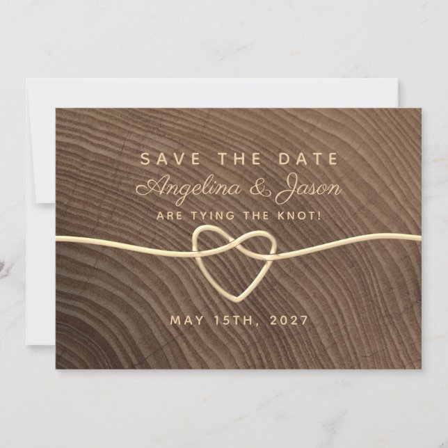 Rustikale Holzhochzeit rettet das Datum Save The Date (Vorderseite)