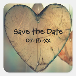 Rustikale Holzhörer Save the Date - Aufkleber auf 