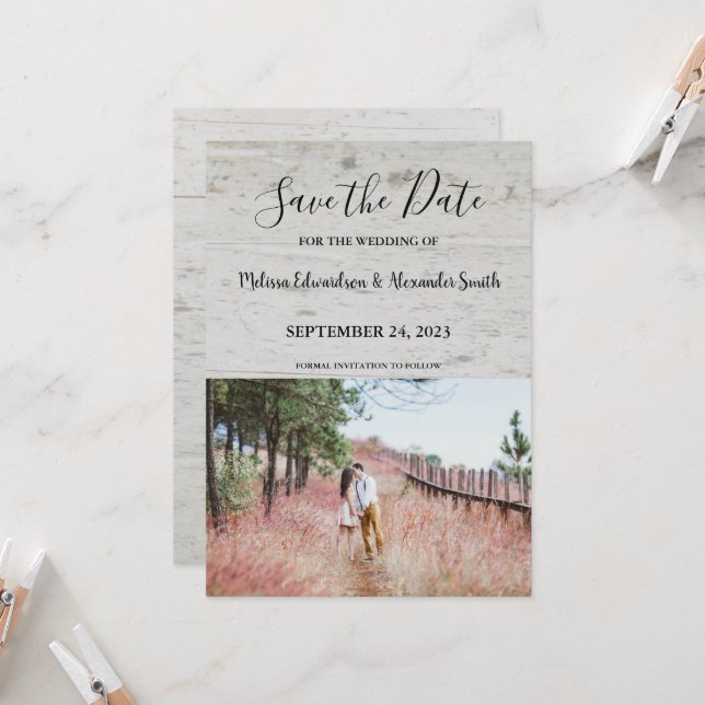 Rustikale Holzhütte Hochzeit Retten Sie das Datum Einladung (Vorderseite/Rückseite Beispiel)