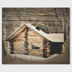 Rustikale Holzhütte im Grünen Geschenkpapier