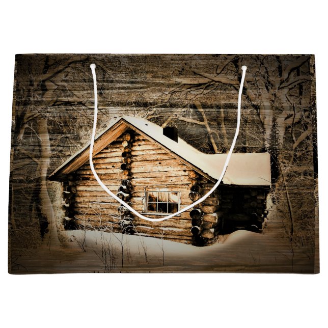 Rustikale Holzhütte im Grünen Große Geschenktüte (Vorderseite)