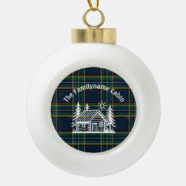 Rustikale Holzhütte Tartan Keramik Kugel-Ornament