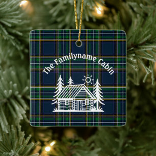 Rustikale Holzhütte Tartan Keramikornament