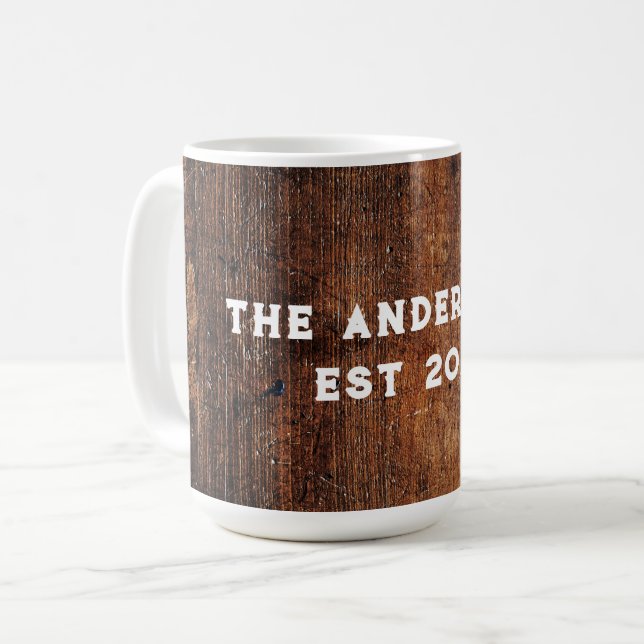 Rustikale Holzkaffeemaschine Tasse (Vorderseite Links)