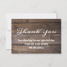 Rustikale Holzkalligraphie Dankeskarte