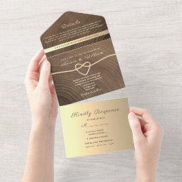 Rustikale Holzkalligraphie verheiratet alle in ein All In One Einladung