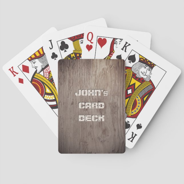 Rustikale Holzkarten mit anpassbarem Text Spielkarten (Rückseite)