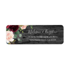 Rustikale Holzkohle Burgund Roter Wein Hochzeit