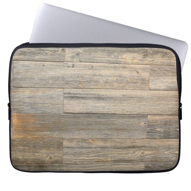Rustikale Holzkornplatten Laptopschutzhülle (Vorderseite)