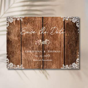 Rustikale Holzlace Country Hochzeit Save the Date