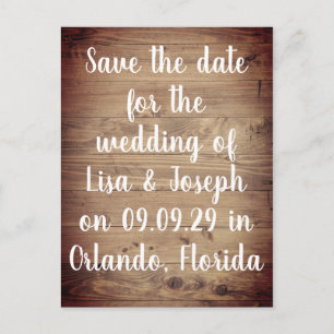 Rustikale Holzländer-Save-the-Date-Karte im Landha Postkarte