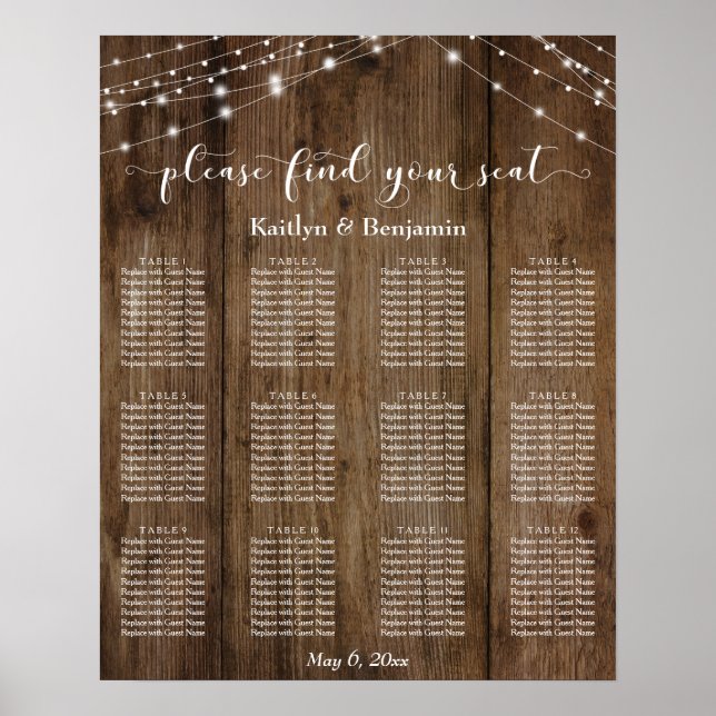 Rustikale Holzleuchten für die Hochzeitsempfehlung Poster (Vorne)