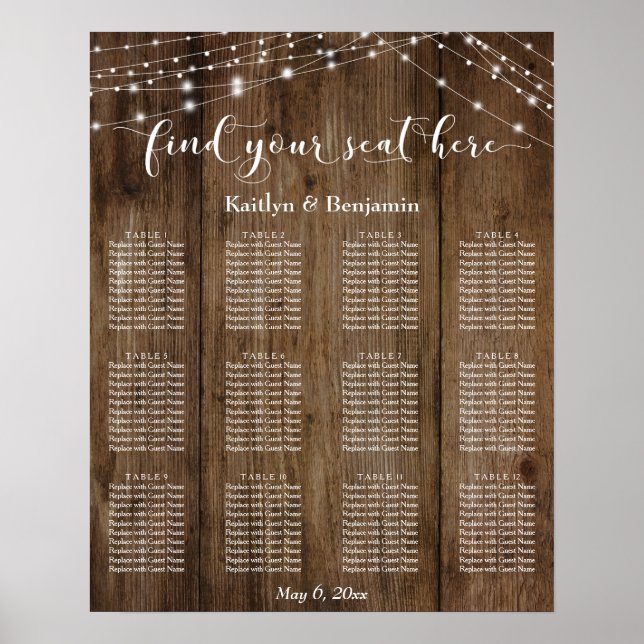 Rustikale Holzleuchten für die Hochzeitsempfehlung Poster (Vorne)