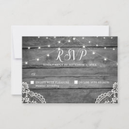 Rustikale Holzleuchten Hochzeit RSVP Karte