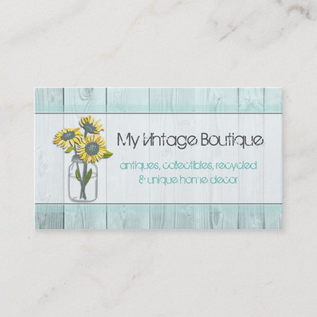 Rustikale Holzminze/Mason Jar Business Card Visitenkarte (Vorderseite)