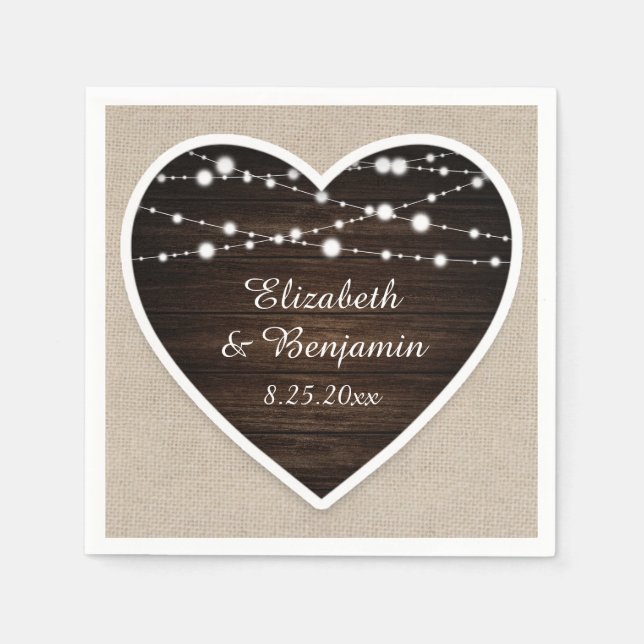Rustikale Holzofenspinner-Hochzeit Serviette (Vorderseite)