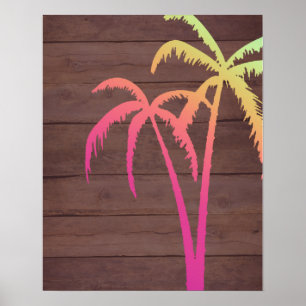 Rustikale Holzpalme Sommer Sonnenuntergang Poster