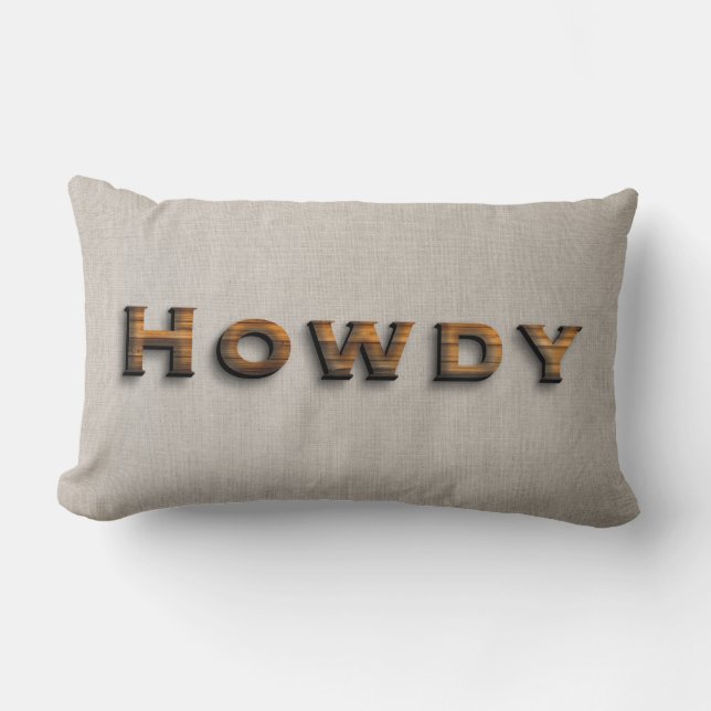 Rustikale Holzplanks Howdy Typografie Lendenkissen (Vorderseite)