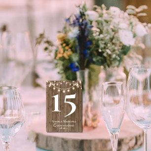 Rustikale Holzplanks-Leuchtenreihe Quinceañera Tischnummer