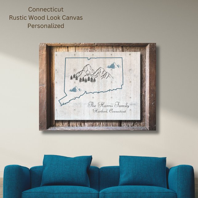 Rustikale Holzrahmen-Leinwand Leinwanddruck (Connecticut Rustic Wood-Look Canvas. The wood look is so unique and can be easily personalized!)