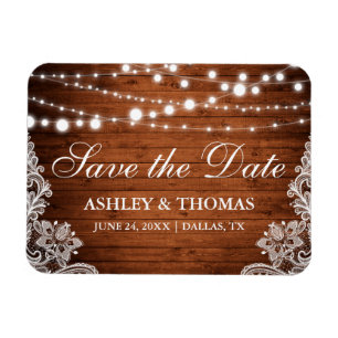 Rustikale Holzsäge leuchten Save the Date Magnet