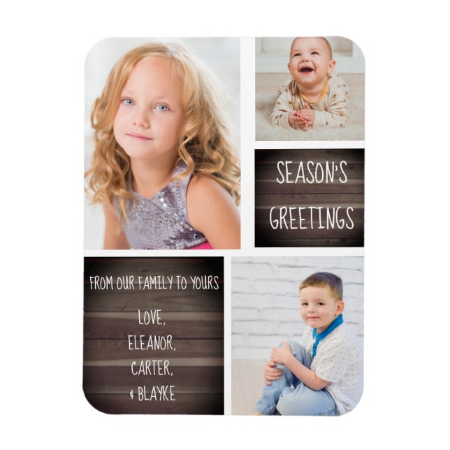 Rustikale Holzsaison Weihnachten Magnet (Vertikal)