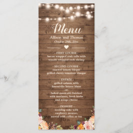Rustikale Holzsaitenblüten Herbstblütenhochzeit Menükarte
