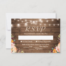 Rustikale Holzsaitenblüten Herbstblütenhochzeit RSVP Karte