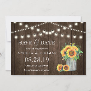 Rustikale Holzsaitenleuchten Sonnenblumen Save the Date