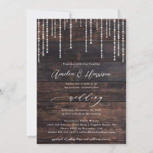Rustikale Holzsaitenleuchten zum Hochzeitsempfang Einladung