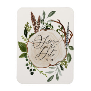 Rustikale Holzscheibe Hochzeit Save-the-Date-Karte Magnet