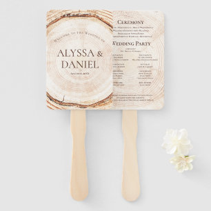 Rustikale Holzscheibe Hochzeitsprogramm Fächer Bau