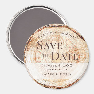Rustikale Holzscheibe Individuelle Hochzeit Save t Magnet
