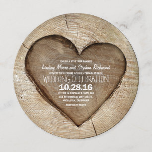 Rustikale Holzschnitzereien Einladung zur Hochzeit