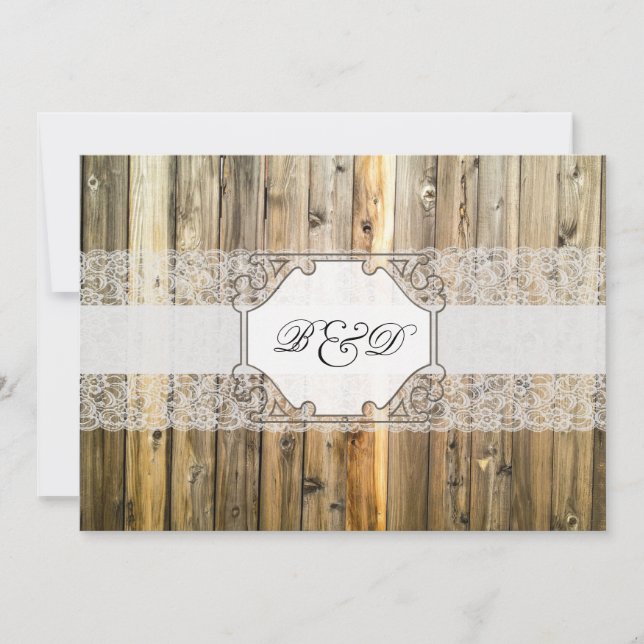 Rustikale Holzschnitzereien Elegante Hochzeitsreis Einladung (Vorderseite)