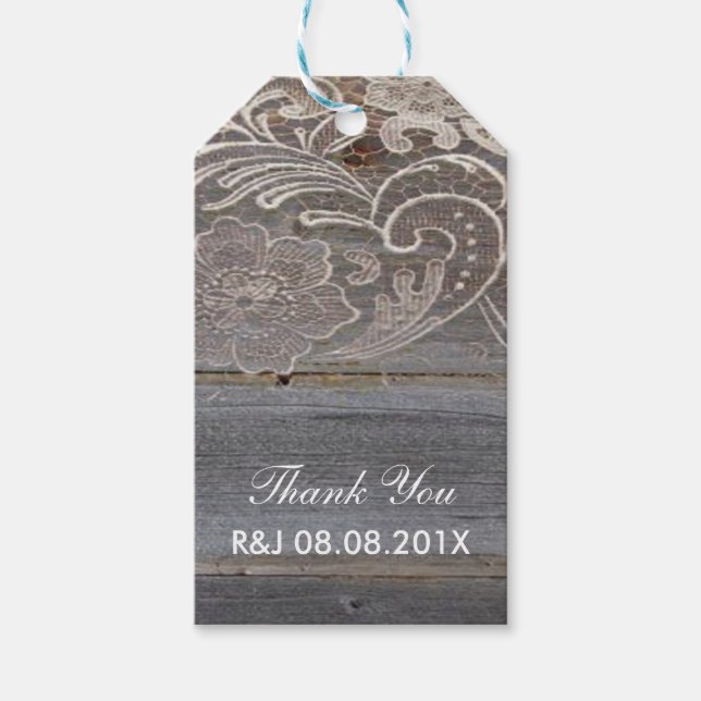 rustikale Holzschnitzereien Western Hochzeitsvorte Geschenkanhänger (Vorderseite)