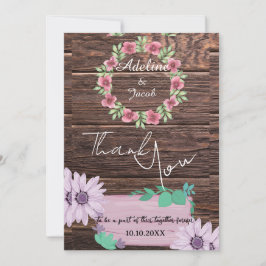 Rustikale Holzschrift Hochzeit Thankyou Card Dankeskarte