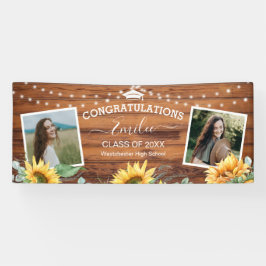 Rustikale Holzsonnenblume Zwei-Foto-Abschluss Banner