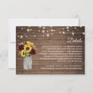 Rustikale Holzsonnenblumen Burgund Hochzeiten Deta Einladung