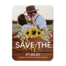 Rustikale Holzsonnenblumen Save the Date