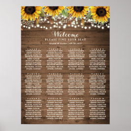 Rustikale Holzsonnenlichtblumen Hochzeitstabelle Poster