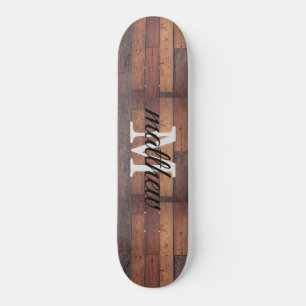 Rustikale Holzstähler-Eicheneiche Monogramm Name P Skateboard