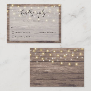 Rustikale Holzstring Lights Hochzeitskarte Mitteilungskarte