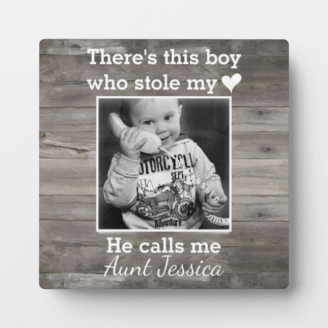 Rustikale Holztante Nephew Custom Foto Plaque Fotoplatte (Vorderseite)